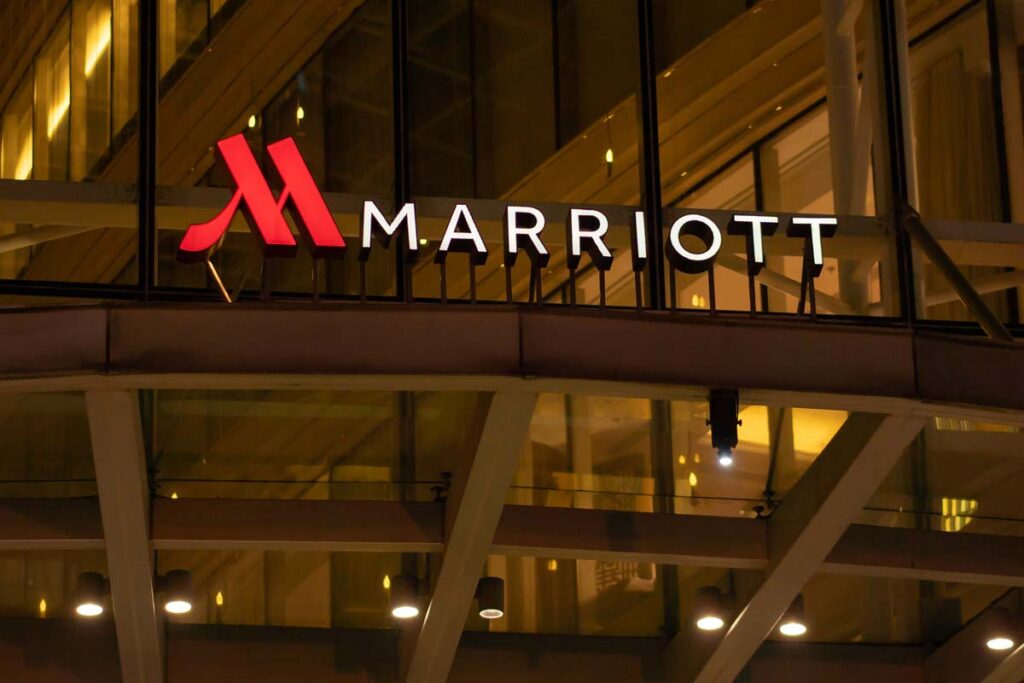 Close up of Marriott signage, representing the Marriott class action.