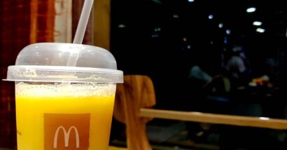 Close up of McDonalds orange juice, representing the McDonald's class action.