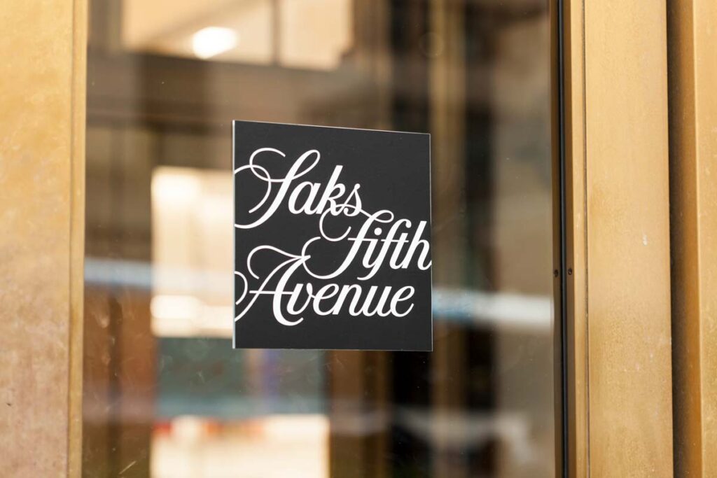Close up of Saks signage, representing the Saks class action.