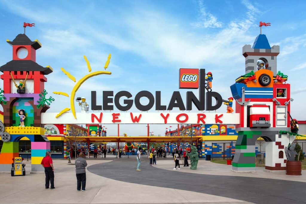 Exterior of Legoland New York Entrance, representing the Legoland fee class action.