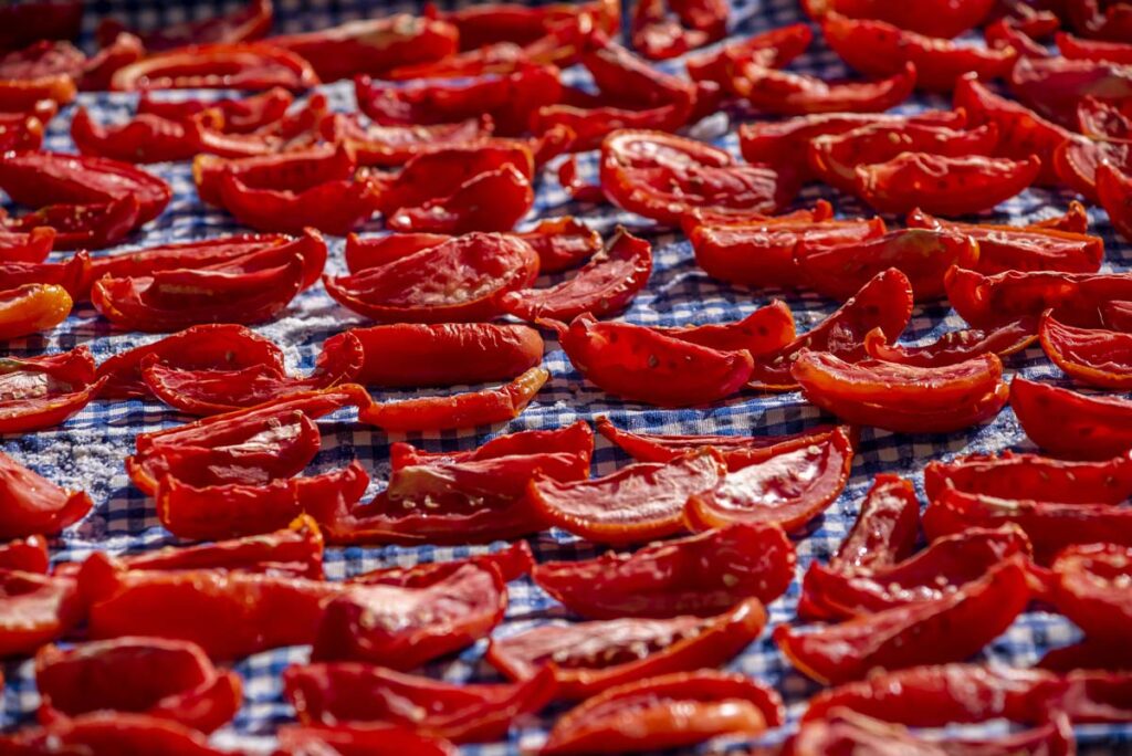 Close up of sun-dried tomato halves, representing the sun-dried tomato recall.