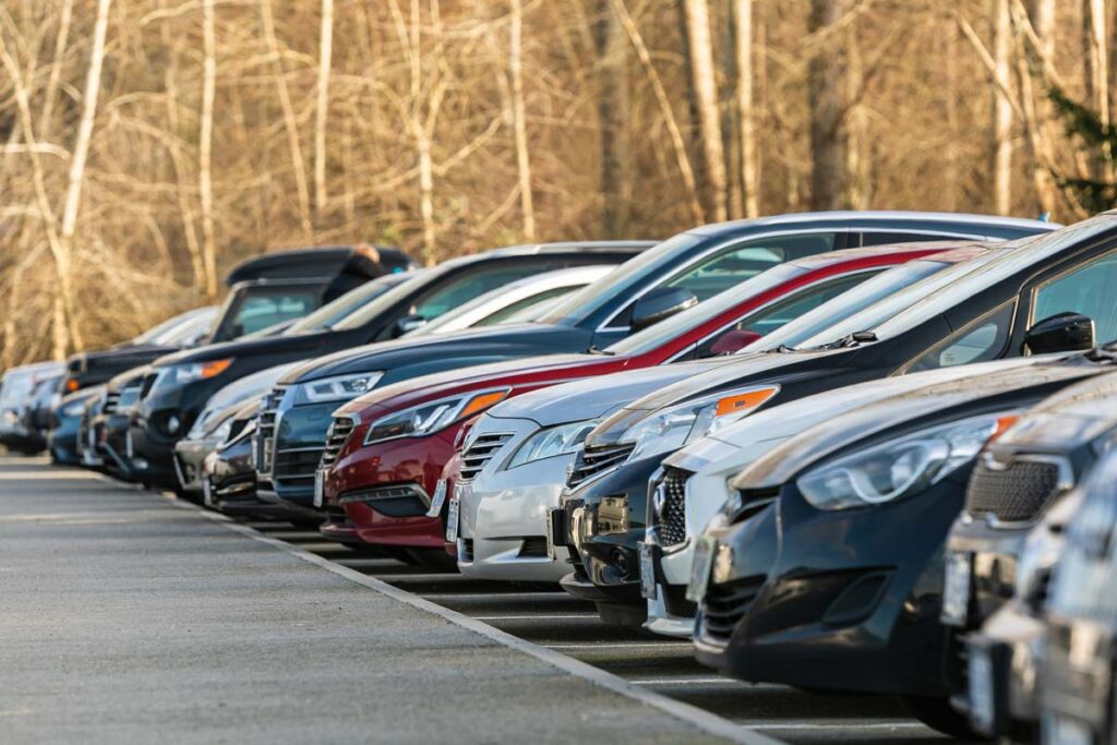 A group of cars lined up, representing vehicles recalled in November.