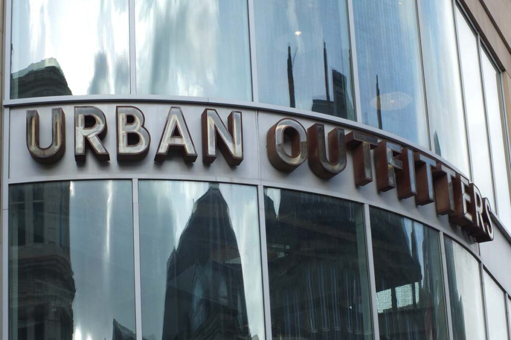 Close up of Urban Outfitters signage, representing the Urban Outfitters class action.
