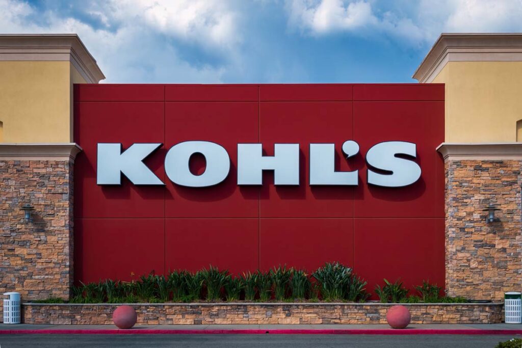 Kohls signage against a blue sky, representing the Kohl's website class action.
