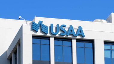 Close up of USAA signage on a building, representing the USAA class action lawsuit.