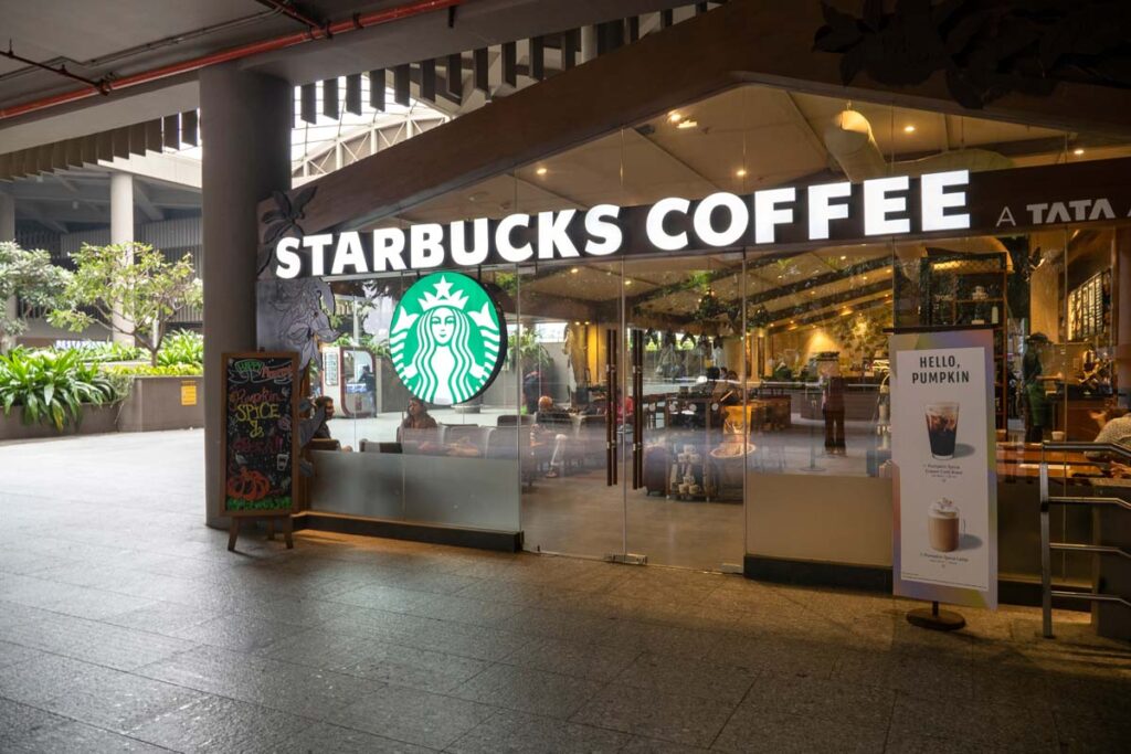 Exterior of a Starbucks location, representing the Starbucks union talks.