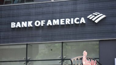 Close up of Bank of America signage, representing the CFPB Bank of America fine.