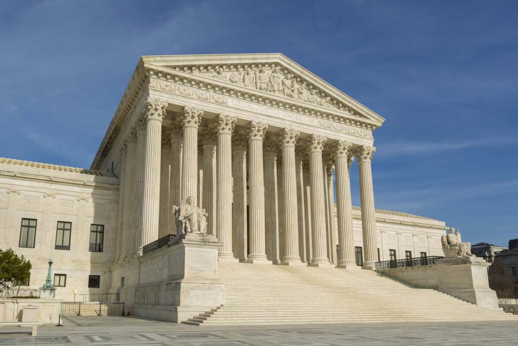 Exterior of the U.S. Supreme Court, representing the Supreme Court Sackler review.