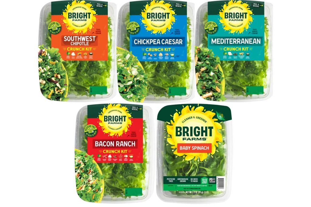 Product photos of recalled salad kits by BrightFarms, representing the spinach and salad kit recall.