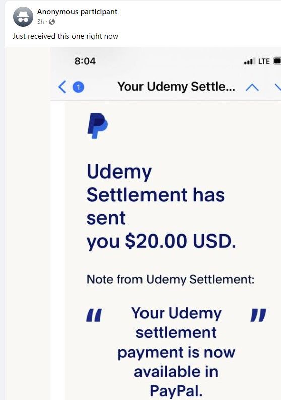 UdemyFB10-23-23 settlements paying out