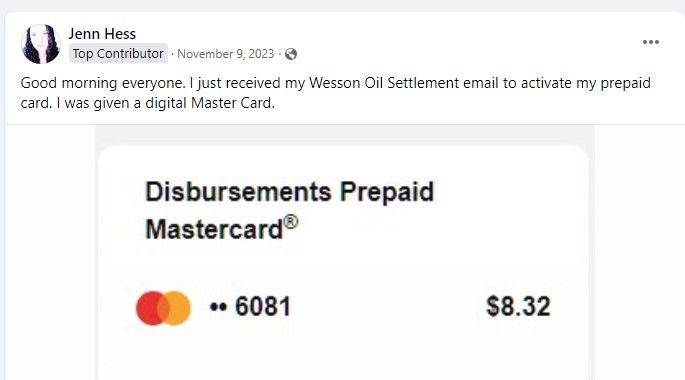 WessonFB211-9-23 settlement payments