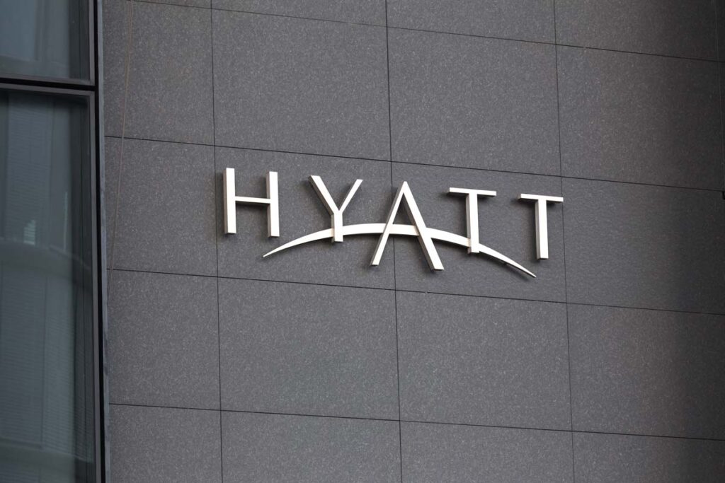 Close up of Hyatt signage, representing the Hyatt class action lawsuit.