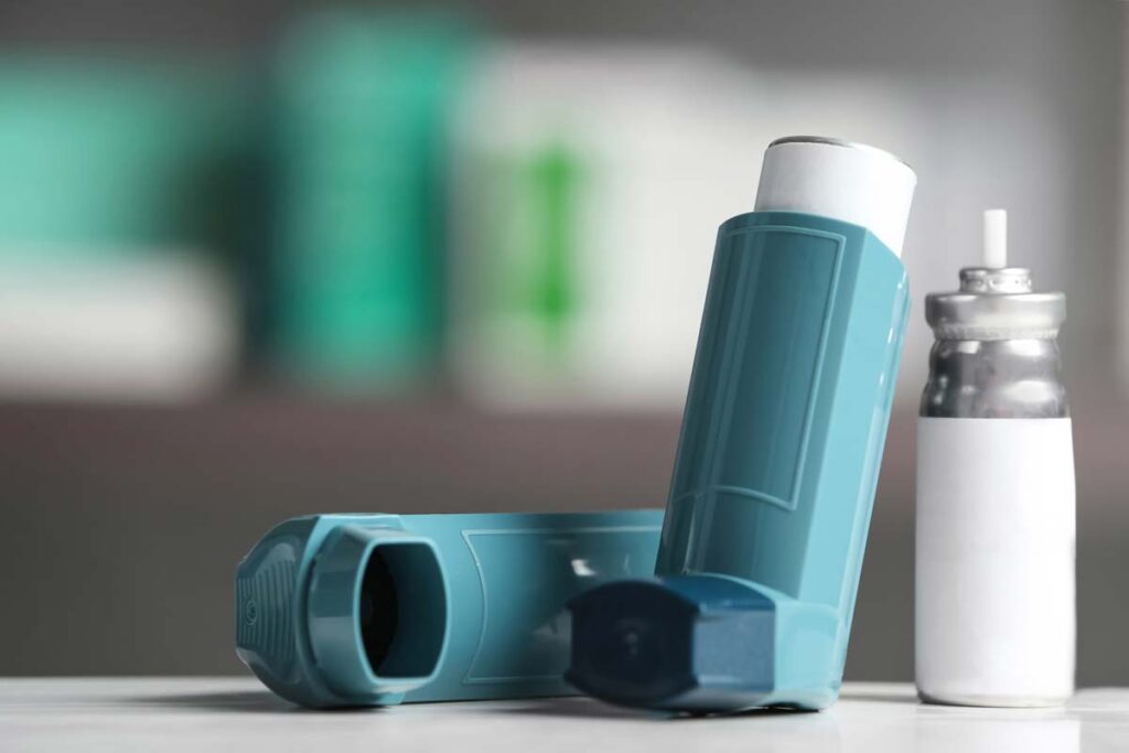 Close up of an inhaler, representing asthma inhaler prices.