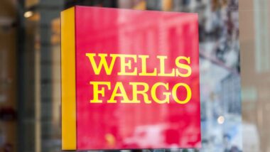 Close up of Wells Fargo signage, representing the Wells Fargo COBRA class action lawsuit settlement.