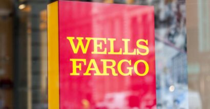 Close up of Wells Fargo signage, representing the Wells Fargo COBRA class action lawsuit settlement.