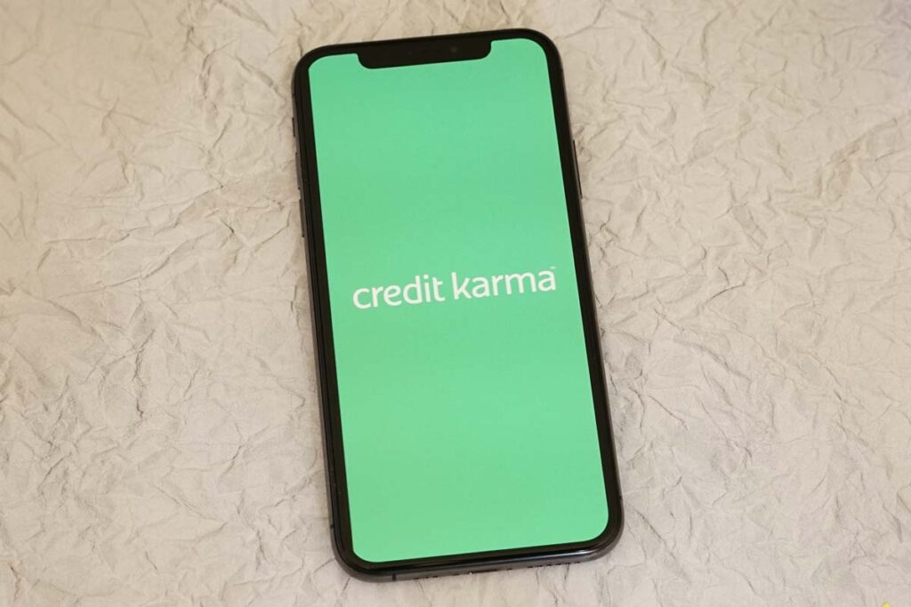 Close up of Credit Karma logo displayed on a smartphone screen, representing the Vizio refresh rate class action settlement.