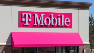 Close up of T-Mobile signage, representing the T-Mobile and Spring class action.