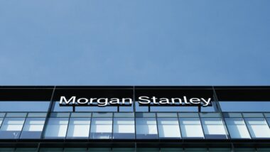 Close up of Morgan Stanley signage, representing the Morgan Stanley block trade penalty.