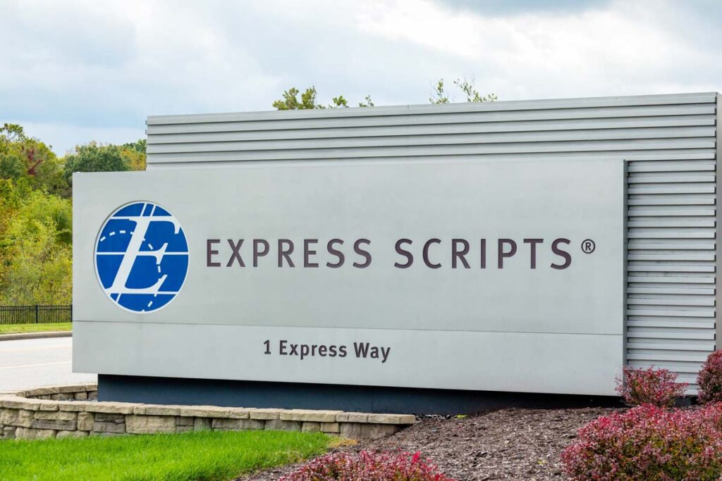 Express Scripts signage, representing the Express Scripts class action.