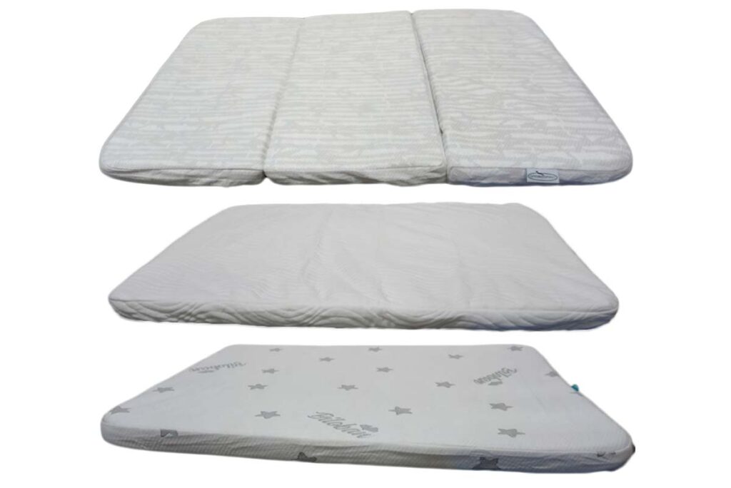 Product photos of recalled mattresses, representing the pack and play mattresses recall.