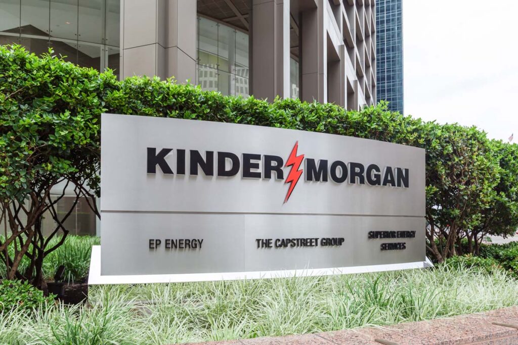 Kinder Morgan signage, representing the Kinder Morgan overtime class action lawsuit settlement.