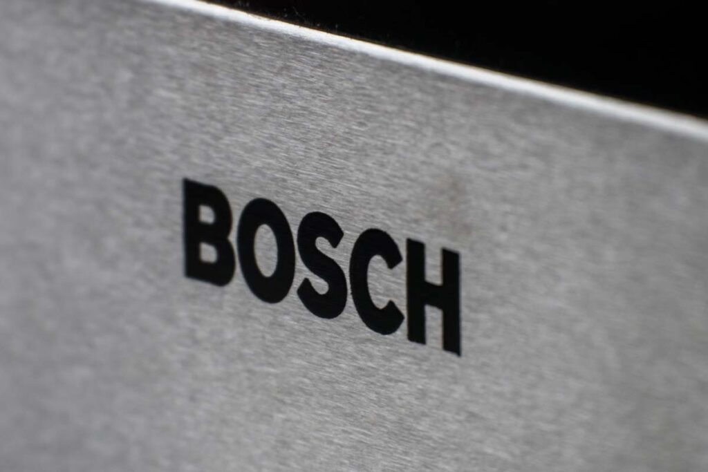 Close up of Bosch logo on a microwave, representing the Bosch microwave oven settlement.