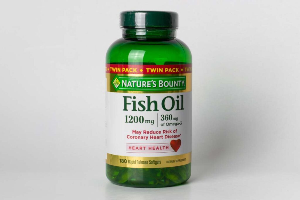 Nature's Bounty Fish Oil product against a white backdrop, representing the Nature's Bounty Fish Oil Supplements class action.