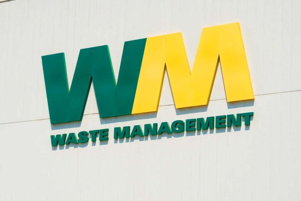 Close up of Waste Management signage, representing the Waste Management data breach class action lawsuit settlement.