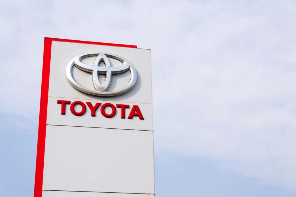 Toyota signage, representing the Toyota maintenance plan class action lawsuit.