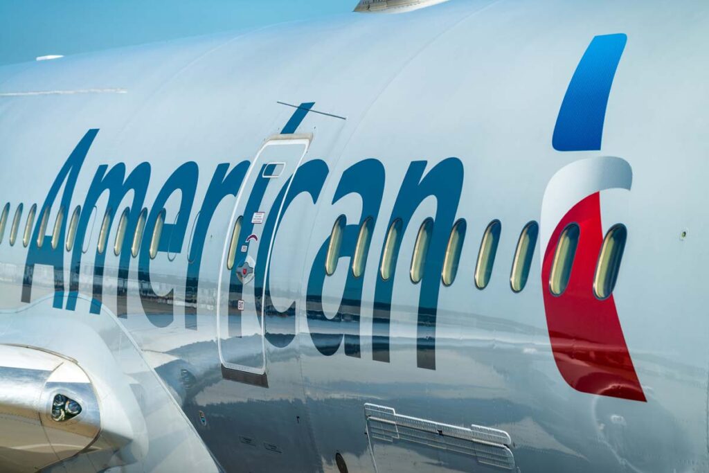 Close up of American Airlines logo on the side of a plane, representing the American Airlines class action.