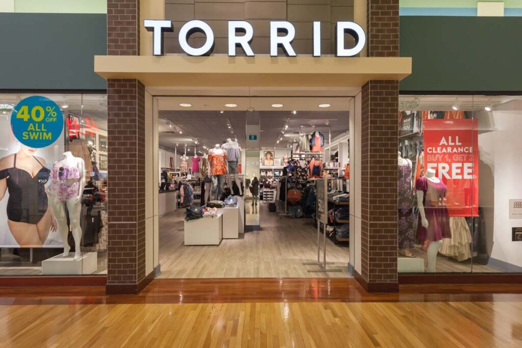 Torrid store inside of a mall, representing the Torrid website class action.