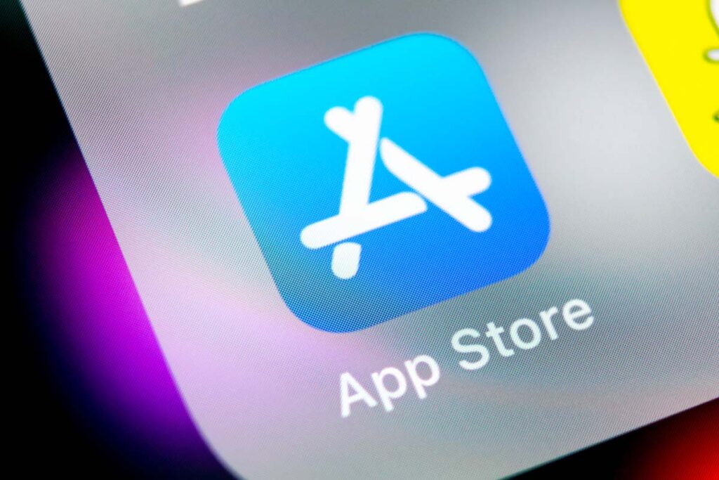 Close up of Apple App Store app icon displayed on a screen, representing the Apple antitrust litigation.