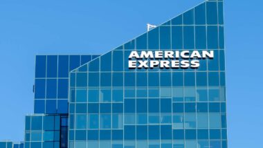 American Express signage on an office building, representing the American Express data breach.