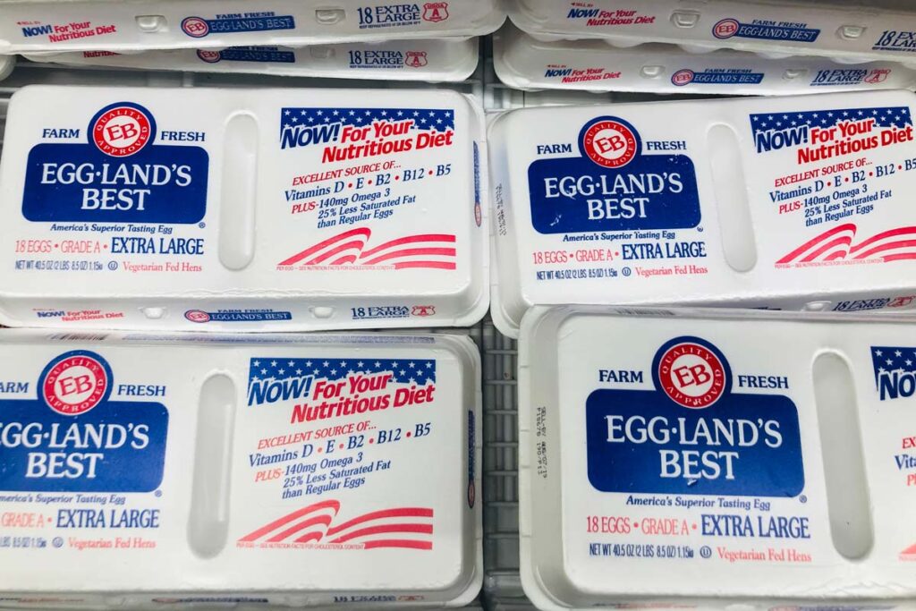 Close up of Eggland's Best packages, representing the Eggland's Best class action.