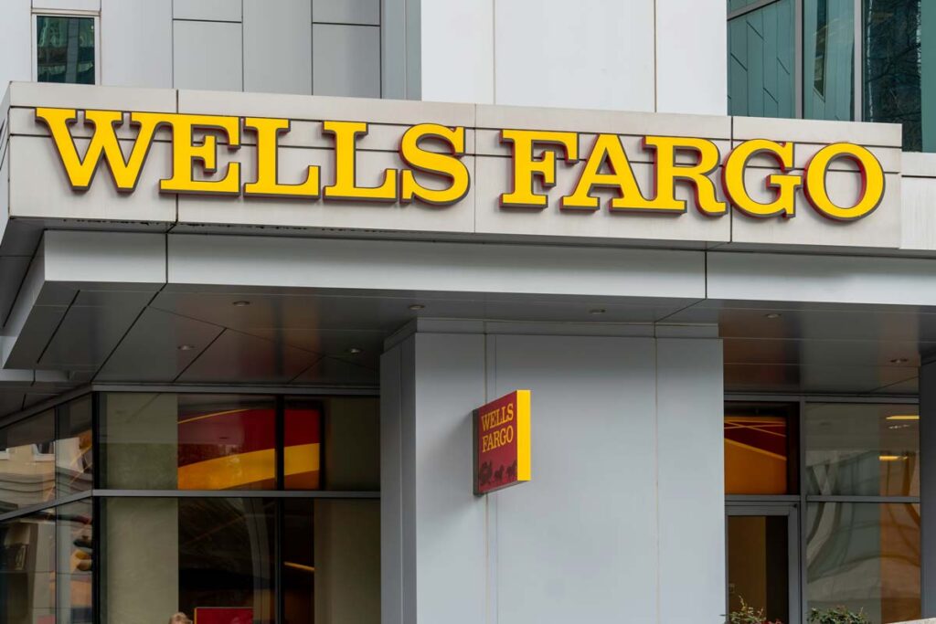 Close up of Wells Fargo signage, representing the Wells Fargo class action.