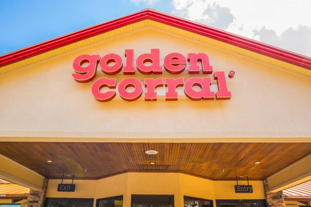 Close up of Golden Corral signage, representing the Golden Corral data breach class actions.
