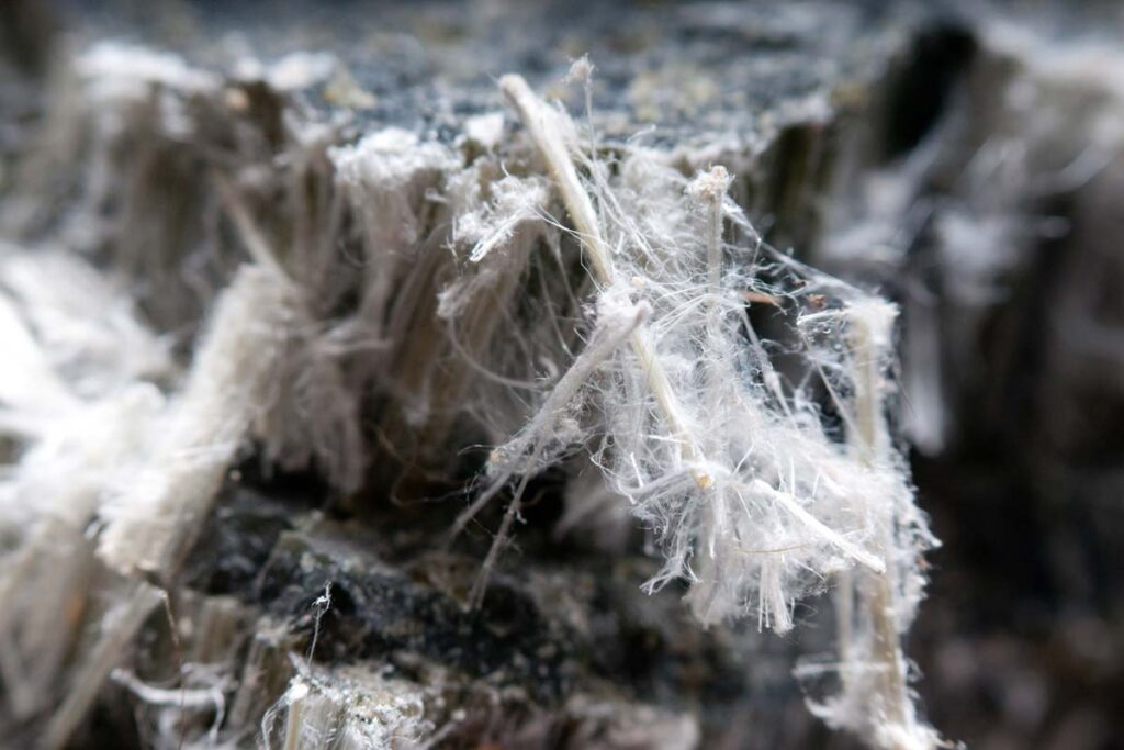 Close up of asbestos chrysotile fibers, representing the US asbestos ban.