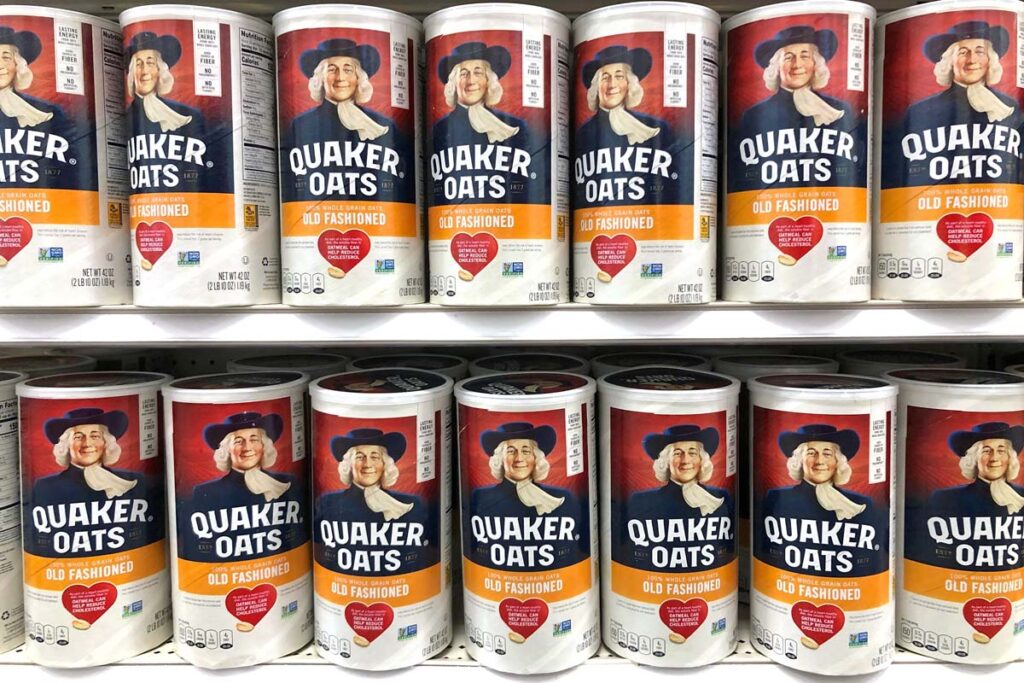 Quaker Oat products on a supermarket shelf, representing the Quaker class action.
