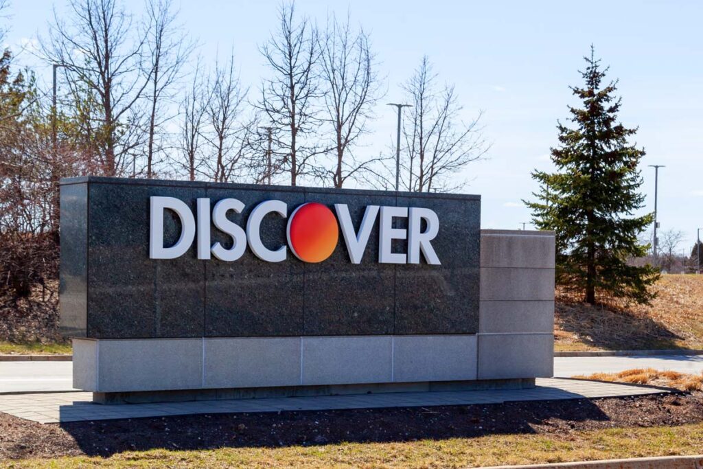 Discover Bank signage, representing the Discover Bank DACA settlement.