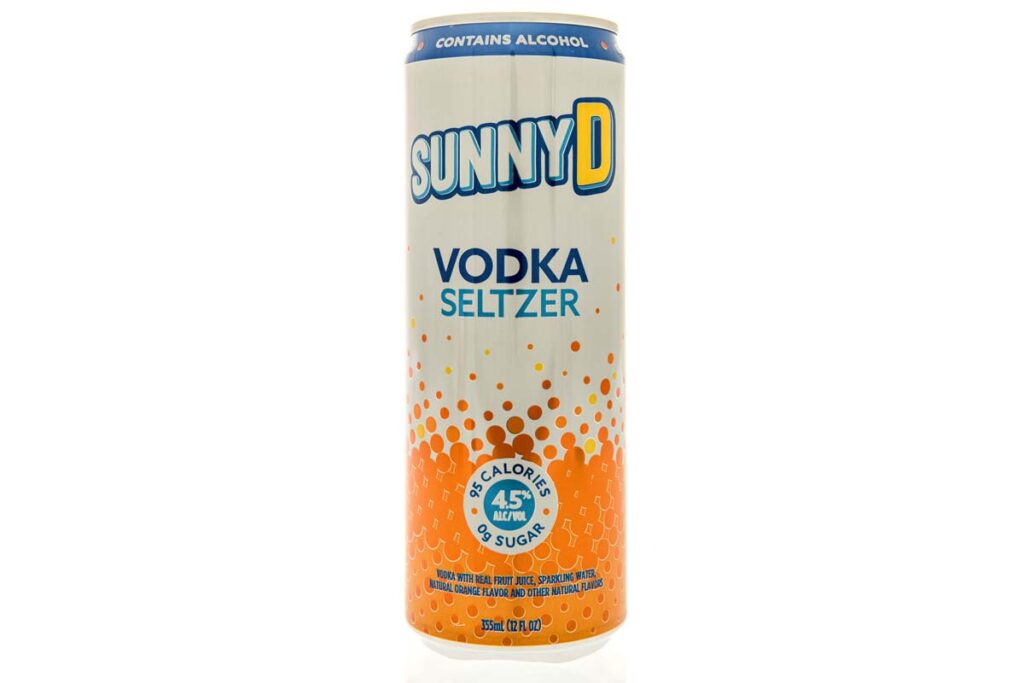 Product photo of Sunny D Vodka Seltzer, representing the Sunny D class action.