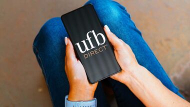 UFB direct logo displayed on a smartphone screen, representing the UFB class action.