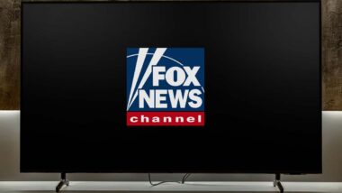 Fox News logo displayed on a TV, representing the Fox News lawsuit.