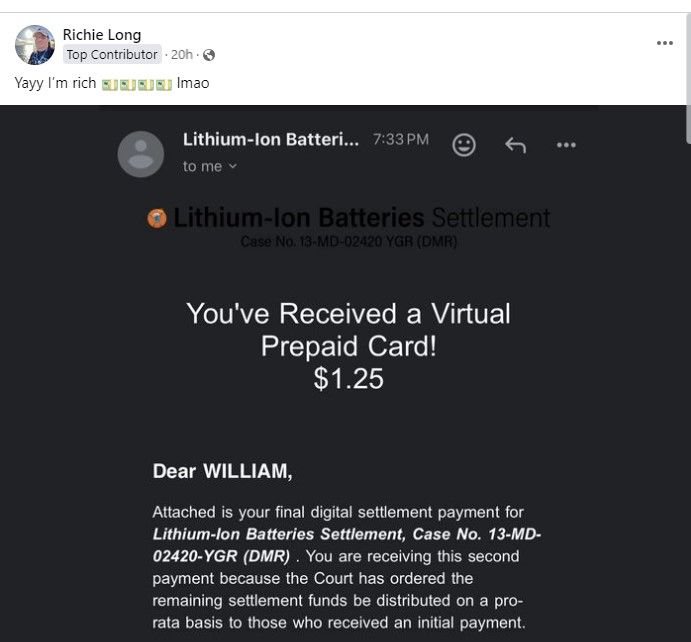LithiumIonbatteriesFB2-28-24 settlement payments
