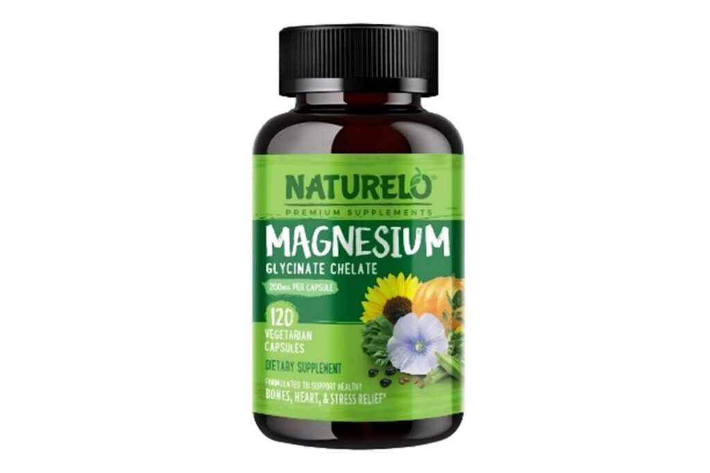 Product packaging for Naturelo Magnesium Supplement, representing a settlement of Naturelo Premium Supplements.