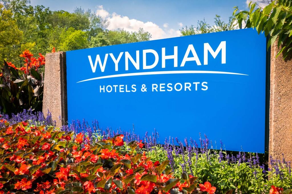 Close up of Wyndham signage, representing the Wyndham class action.
