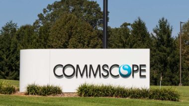Close up of CommScope signage, representing the CommScope data breach settlement.