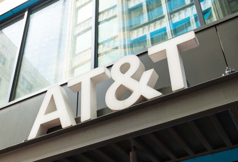 Close up of AT&T signage, representing the FTC refunds.