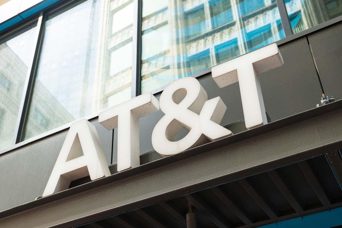Close up of AT&T signage, representing the FTC refunds.
