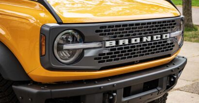 Close up of a 2022 Ford Bronco bumper, representing the Ford Bronco recall.