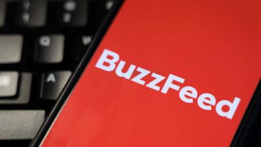 Close up of Buzzfeed logo displayed on a smartphone screen, representing the Buzzfeed class action.